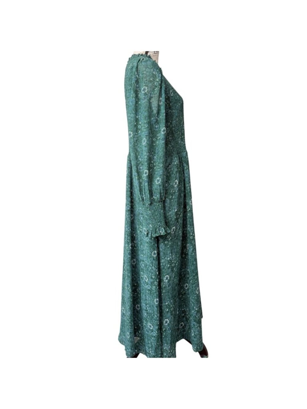 Madewell Womens XL Midi Dress Crinkle Georgette Lucie Tie-Back Woodland Floral - Picture 3 of 8